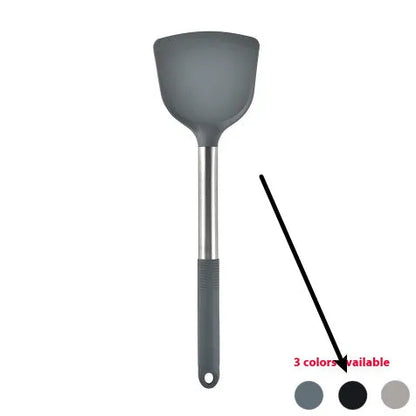 Silicone Kitchenware 12-Piece Set with Rotating Storage Bucket, including Ladel, Spatula, Colander Claw, and Food Clip for Non-Stick Cookware