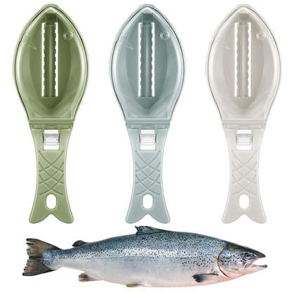 Mess-Free Fish Scaler with Collection Lid - Fish Shaped Scale Remover Tool for Quick Kitchen Prep - Manual Scraper Gadget with Hanging Hole