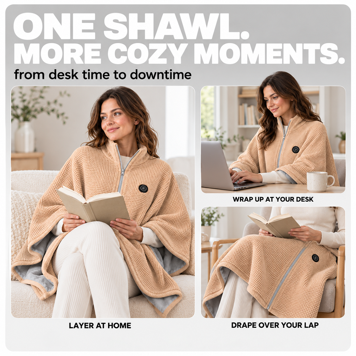 Wearable Heated Blanket Shawl | Portable USB-Powered Warmth for Home, Work & Outdoors