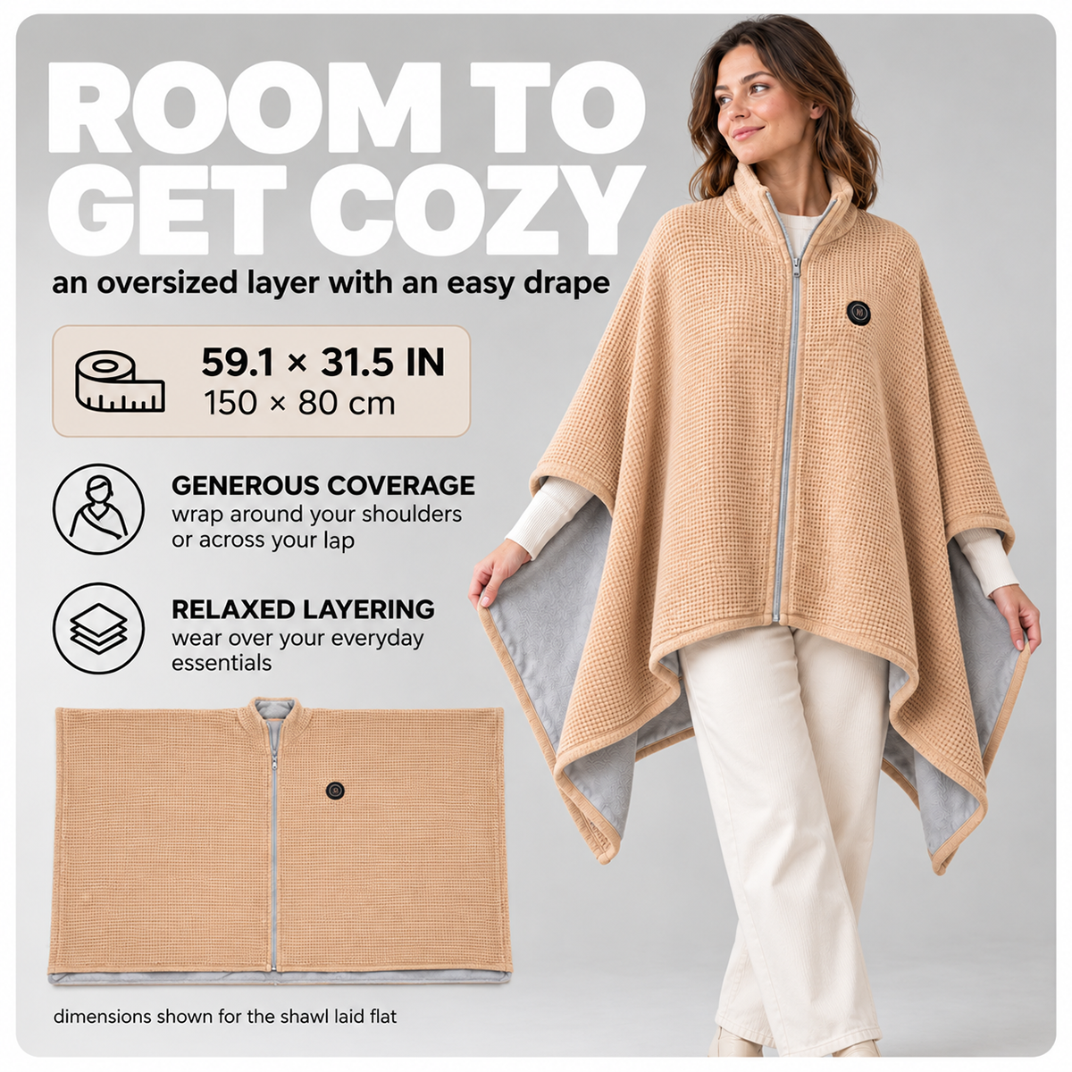 Wearable Heated Blanket Shawl | Portable USB-Powered Warmth for Home, Work & Outdoors