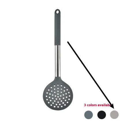 Silicone Kitchenware 12-Piece Set with Rotating Storage Bucket, including Ladel, Spatula, Colander Claw, and Food Clip for Non-Stick Cookware