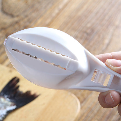Mess-Free Fish Scaler with Collection Lid - Fish Shaped Scale Remover Tool for Quick Kitchen Prep - Manual Scraper Gadget with Hanging Hole