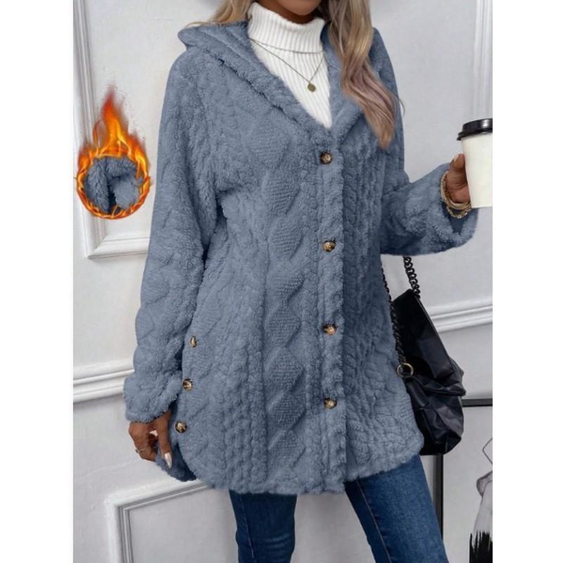 Women's Hooded Double-Sided Fleece Cardigan Long Sleeve Casual Warm Outerwear 🧥