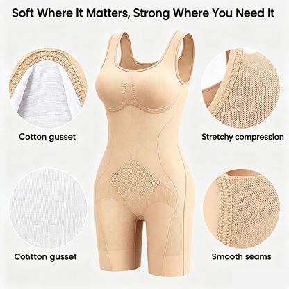 🧘Tummy Control Butt Lifter Faja Bodysuit, Back Support Scrunch Back Open Design
