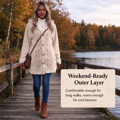 Women's Hooded Double-Sided Fleece Cardigan Long Sleeve Casual Warm Outerwear 🧥