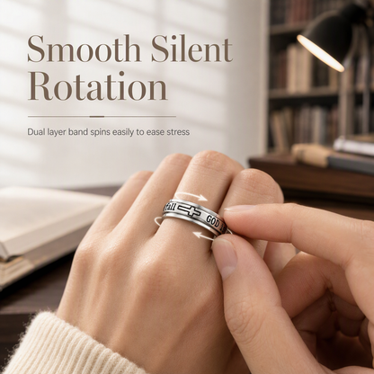 ✨ Silver Titanium Spinner Ring – "God Is Within Her" engraving ✨