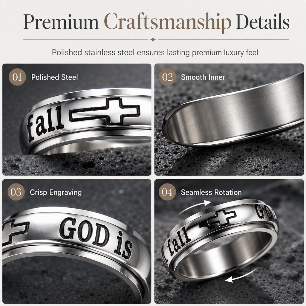 ✨ Silver Titanium Spinner Ring – "God Is Within Her" engraving ✨