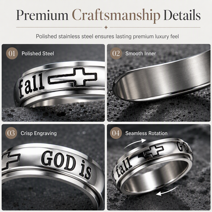 ✨ Silver Titanium Spinner Ring – "God Is Within Her" engraving ✨
