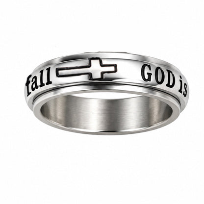 ✨ Silver Titanium Spinner Ring – "God Is Within Her" engraving ✨