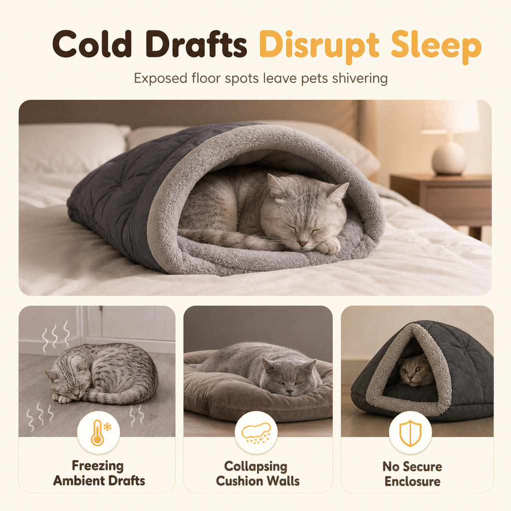 Thick Warm Plush Cat Sleeping Bag Cozy Cave Bed Burrowing Pet Bed for Autumn and Winter